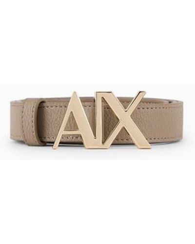 Emporio Armani A | X Armani Exchange Classic Gold Ax Buckle Logo Belt - White