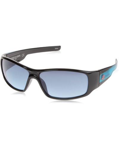 U.S. POLO ASSN. Mens Pa1009 Uv Protective Frosted Arm Rectangular Sunglasses For Classic Gifts 80 Mm - Black