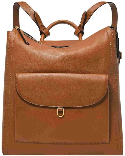Fossil Parker Leather Convertible Large Backpack Purse Handbag - Brown