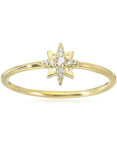 Amazon Essentials 18k Yellow Gold Over Sterling Silver Cubic Zirconia North Star Stackable Ring - Black