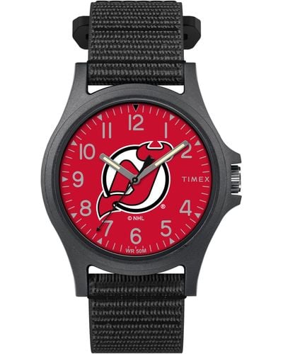Timex Nhl Pride 40mm Watch – New Jersey Devils With Black Fastwrap - Red