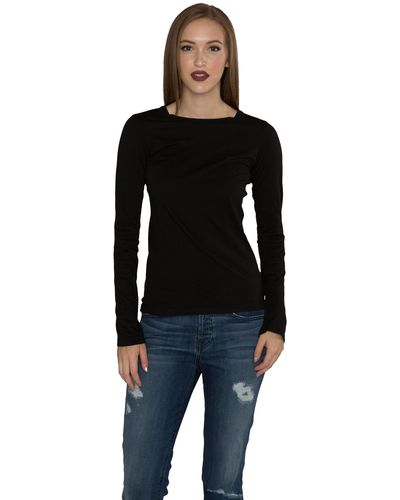 Velvet By Graham & Spencer Womens Zofina Longsleeve Tee T Shirt - Black