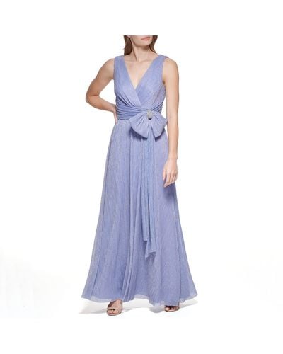 Eliza J Petite Gown Style Bow Detail Sleeveless Vneck Dress - Purple