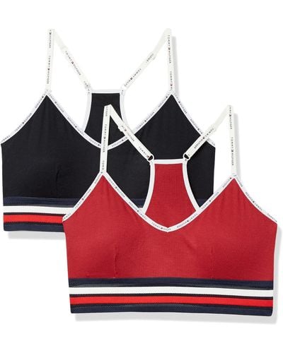 Tommy Hilfiger Women's Fitness Racerback Sports Bra Long Line Removable  Cups, Rich Red, Small at  Women's Clothing store