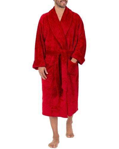 Izod Soft Fleece Robe - Twill - Red
