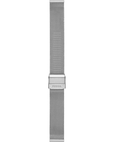 Fossil 16mm Stainless Steel Mesh Interchangeable Watch Band Strap - White