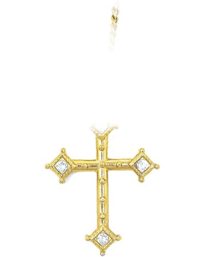 Ben-Amun Christian Cross With Crystals Pendant 24k Gold Plated Necklace Made In New York - Metallic