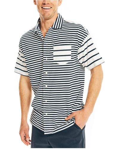 Nautica Striped Camp Shirt - White