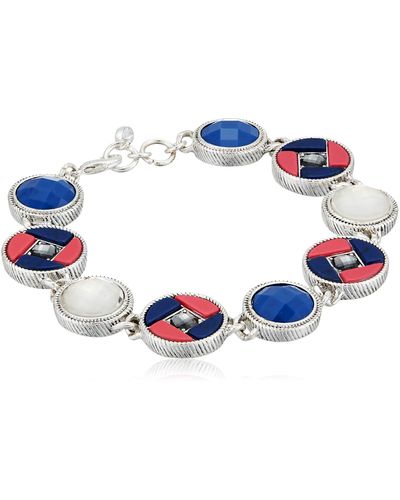 Napier Classics Blue And Silver Abalone Flex Line Bracelet