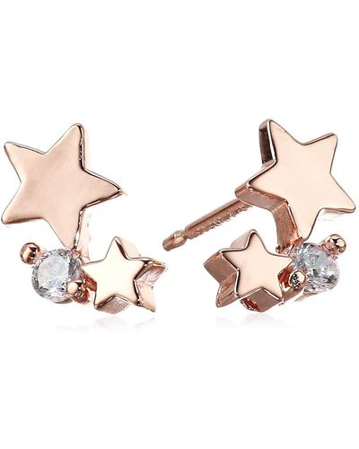 Amazon Essentials 14k Rose Gold Over Sterling Silver Cubic Zirconia Star Demi Fine Earrings - Black