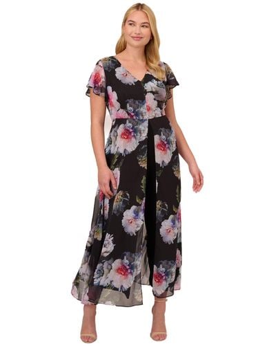 Adrianna Papell Floral Printed Jumpsuit - Black