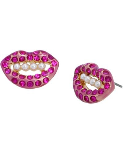 Betsey Johnson Lips Stud Earrings - Pink