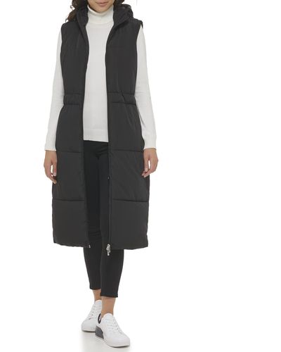 Calvin Klein Lightweight Packable Long Puffer Comfortable Vest - Black