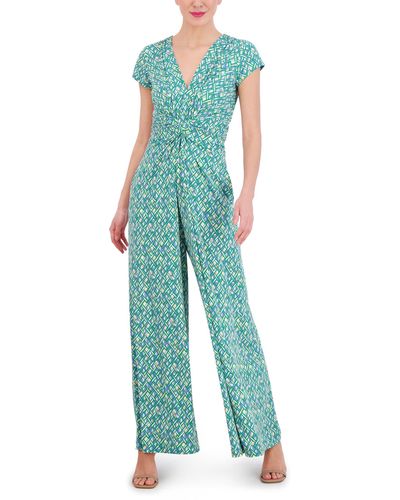 Vince Camuto Printed Twist Front Jumpsuit - Green