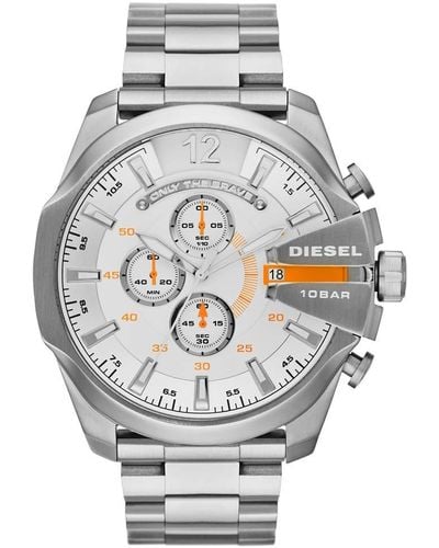 DIESEL Dz4328 Mega Chief Silver-tone Stainless Steel Watch - Metallic