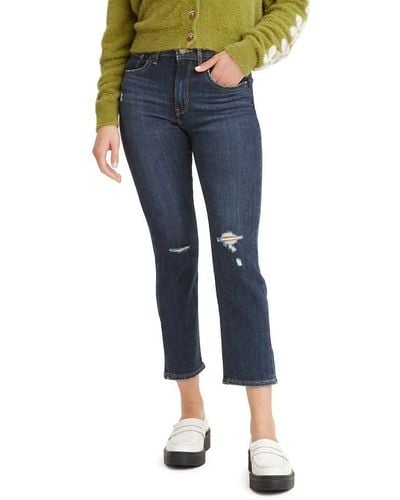 Levi's 724 High Rise Straight Crop Jeans - Blue