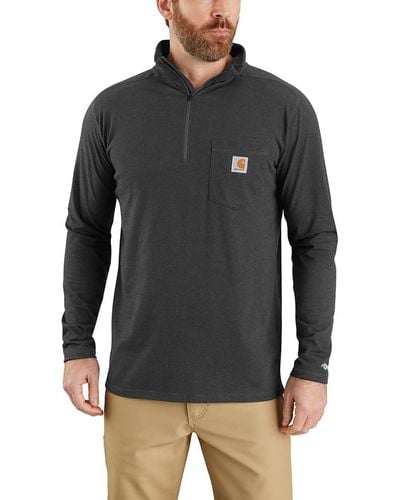 Carhartt Force Relaxed Fit Midweight Long-sleeve Quarter-zip Mock-neck T-shirt - Black