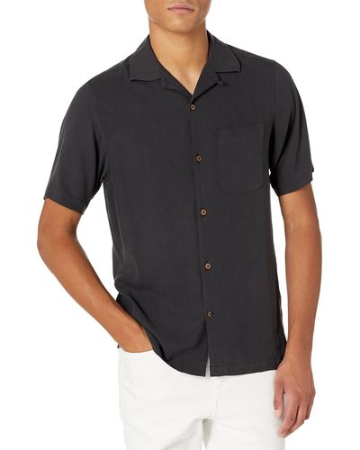 28 Palms Relaxed-fit 100% Silk Camp Shirt - Black