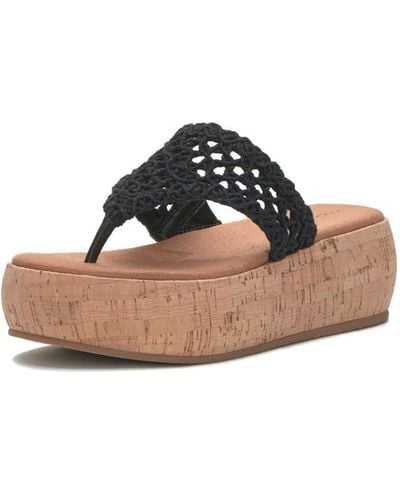 Lucky Brand Jaslene Platform Thong Sandal Wedge - Black