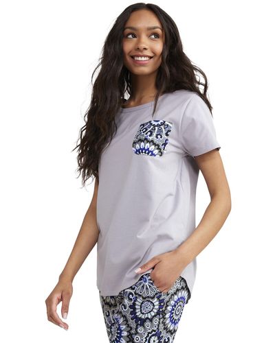 Vera Bradley Cotton Short Sleeve Crewneck Pajama T-shirt - Gray