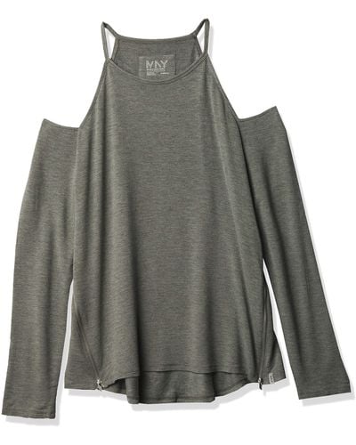 Marc New York L/s Cold Shoulder Pull Over W/zipper Detail - Gray