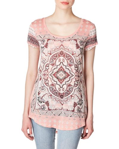 Lucky Brand Womens Persian Carpet Tee T Shirt - Pink