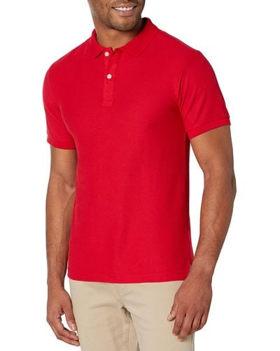 Izod Mens Short Sleeve Pique Polo Shirts - Red