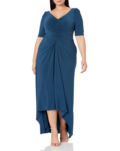 Adrianna Papell Puff 3/4 Sleeve Hi Low Gown - Blue