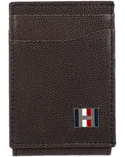 Tommy Hilfiger Leather Slim Front Pocket Wallet - Brown