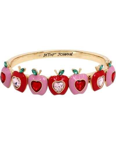 Betsey Johnson S Apple Bangle Bracelet - Red