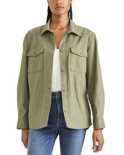 Dockers Relaxed Fit Long Sleeve Shirt Jacket, - Green