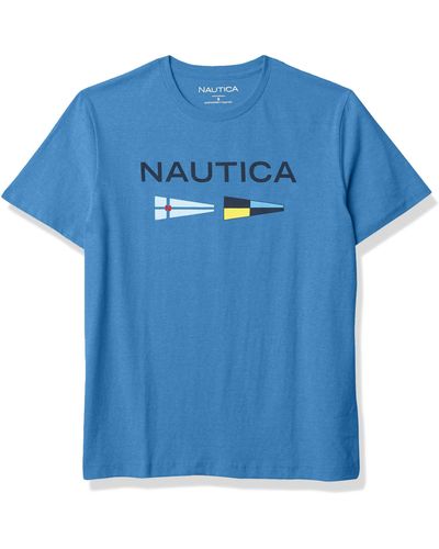 Nautica Mens Sustainably Crafted Logo Signal Flag Graphic T-shirt T Shirt - White