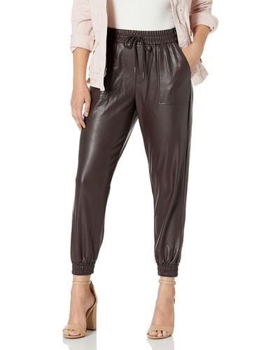 BCBGeneration Womens Faux Leather Sweatpants With Drawstring Pants - Black