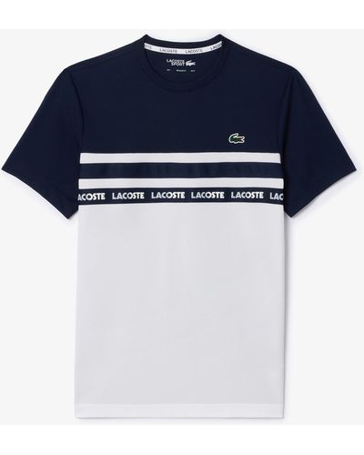 Lacoste Short Sleeve Regular Fit Colorblocked Tennis Tee Shirt - Blue