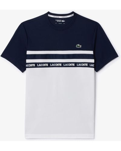 Lacoste Short Sleeve Regular Fit Colorblocked Tennis Tee Shirt - Blue