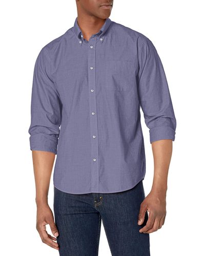 Brooks Brothers Friday Sport Shirt Long Sleeve Poplin Solid - Blue
