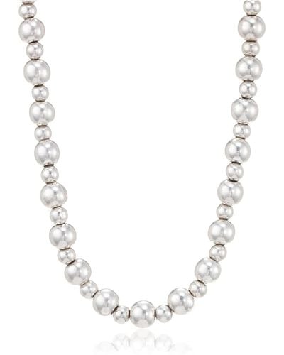 Lucky Brand Silver Tone Bead Collar Necklace - White