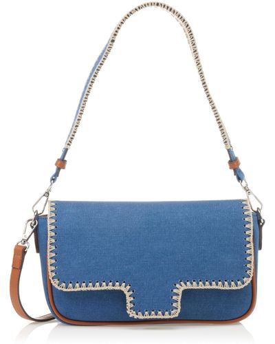 Dolce Vita Ariel Shoulder Bag With Blanket Stitch Detail - Blue