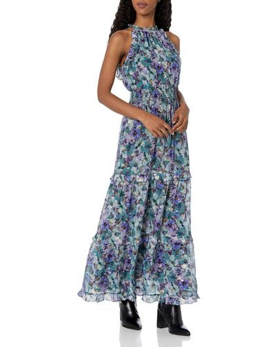 Shoshanna Mikala Gemstone Floral Maxi Dress - Blue