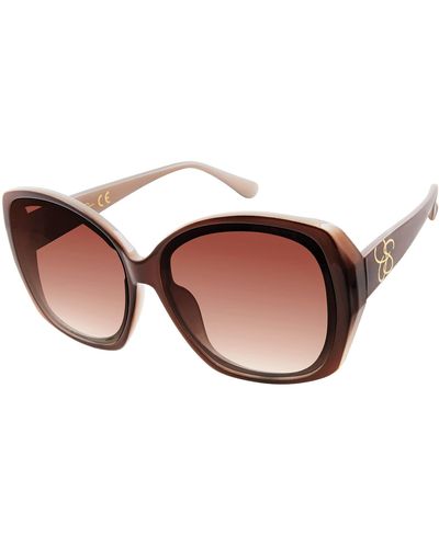 Jessica Simpson S J5839 Two-tone Geometric Sunglasses With Signature Js Temple Logo And 100% Uv Protection - Black