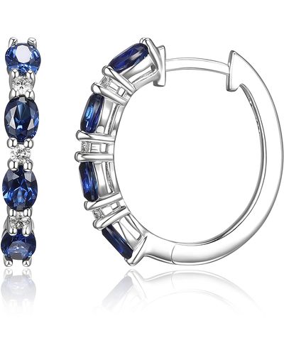 Amazon Essentials 0.12 Cttw Lab Grown Diamond And Created Blue Sapphire 925 Sterling Silver Hoop Earrings