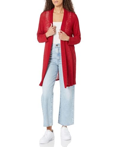 Kasper Womens Dolman Sleeve Long Cardigan-fire Red Cardigan Sweater