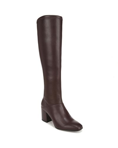 Franco Sarto S Tribute Knee High Heeled Boot Cordovan Brown Stretch 8 W