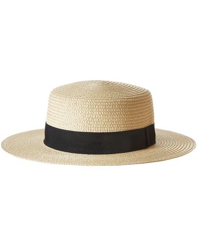 The Drop Santorini Straw Boater Hat,beige - Black