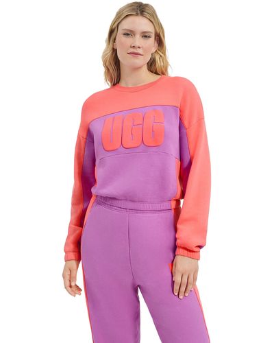 UGG Aryia Cropped Pullover Blocked Sweater - Pink
