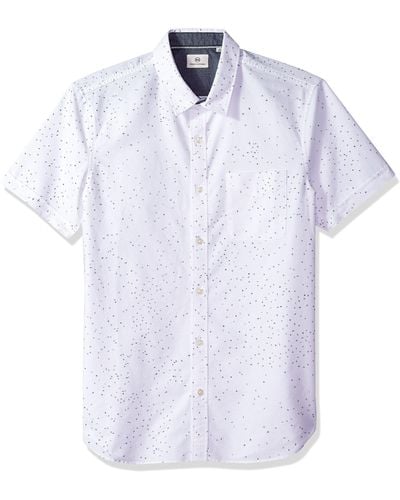 AG Jeans Pearson Short Sleeve Print Button Down Shirt - White