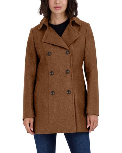 Nautica Double Breasted Peacoat With Removable Hood - Brown
