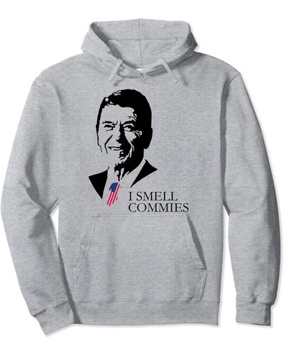 American Apparel Ronald Reagan President I Smell Commies Pullover Hoodie - Gray