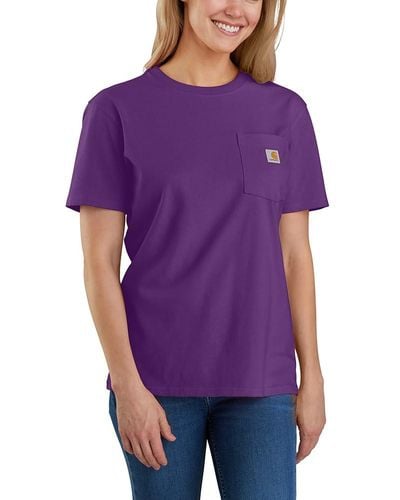 Carhartt Plus Size Loose Fit Heavyweight Short-sleeve Pocket T-shirt Closeout - Purple