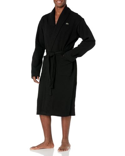 Lacoste Mens Long Sleeve Solid Robe - Black